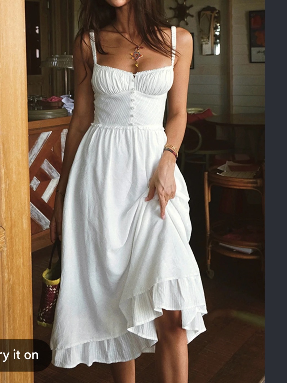 Ruffle Hem Cami Plain Midi Dress